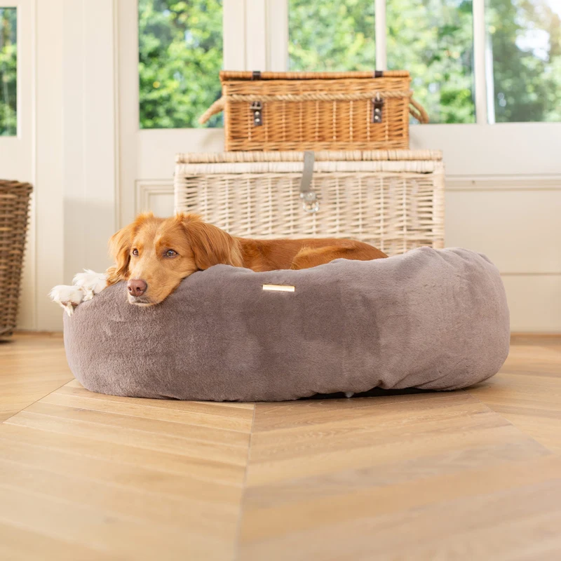 Donut Bed With Removable Covers in Fawn Faux Fur